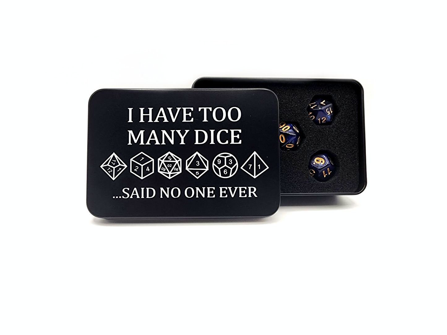 Dice set and Graphic tin